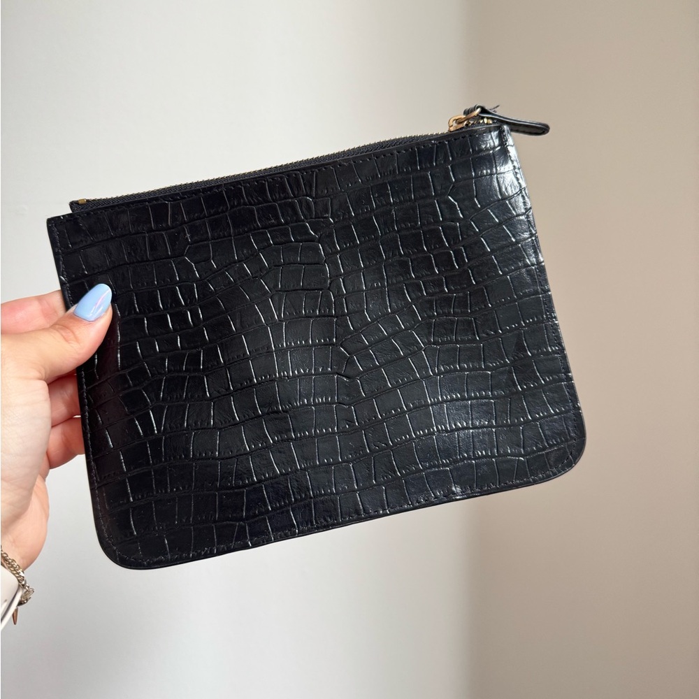 Black Croc Embossed Clutch